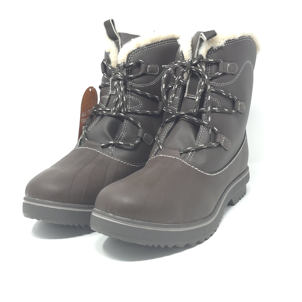 JBU Brisky Winter Boots Dark Brown/Taupe Faux Fur Size 11M